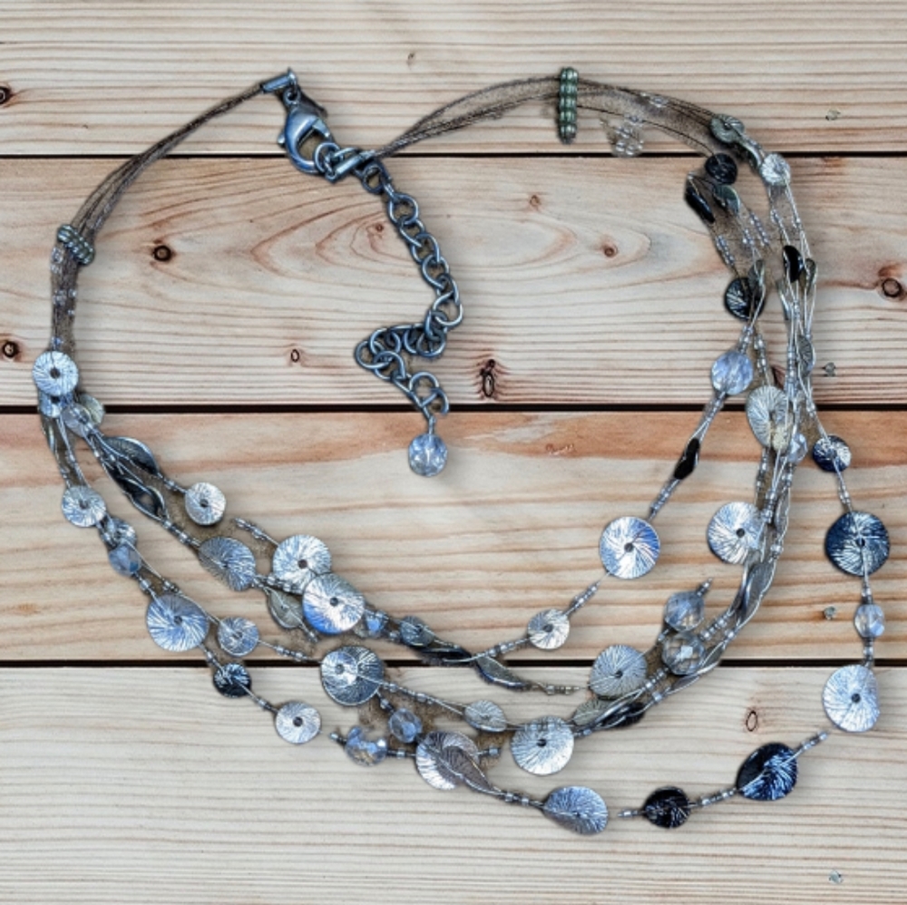 #25 Chico's silver-tone multi-strand layered necklace